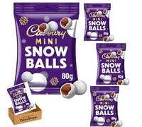 Cdbury Mini Snowballs, 74g, Milk Chocolate Balls with Sugar Shell and Icing Sugar Dusting, Christmas Treats, Bundle by UrbanShoppi (Pack of 4)