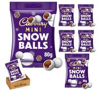 Cdbury Mini Snowballs, 80g, Milk Chocolate Balls with Sugar Shell and Icing Sugar Dusting, Christmas Treats, Bundle by UrbanShoppi (Pack of 6)