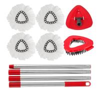 CDDCWZ Spin Mop Head and Brush Replacement Compatible with O Cedar EasyWring 1-Tank System 4 Microfiber mop Refills 1 mop Handle 1 mop Base and 1 Cleaning Brush Combo Set