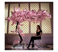 CDDUOLA 5ft Cherry Blossom Tree Artificial with Lights Faux Pink Artificial Flowers Handmade Fake Japanese Cherry Blossom Trees Decor for Indoor Outdoors