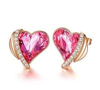 CDE Earrings for Women Heart Stud Earrings Jewellery Valentines Christmas Wedding Anniversary Birthday Mother's Day Jewelry Gifts for Her Wife Girlfriend Mum