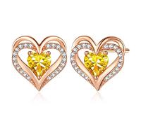 CDE Heart Earrings for Women,925 Sterling Silver Birthstone Earrings with Zirconia,Jewellery Silver Earrings for Women,Anniversary Birthday Valentine Mother's Day Gifts for Girlfriend Wife Mum