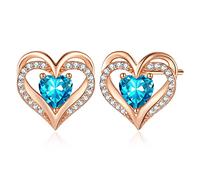 CDE Heart Earrings for Women,925 Sterling Silver Birthstone Earrings with Zirconia,Jewellery Silver Earrings for Women,Anniversary Birthday Valentine Mother's Day Gifts for Girlfriend Wife Mum