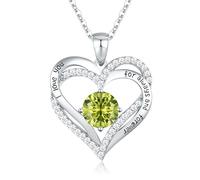CDE Necklaces for Women Birthstone Pendant, Sterling Silver Love Heart Rose Gold Jewellery Gifts for Mum Her Wife Girlfriend Anniversary Birthday Mothers Day (925 Sterling Silver, 08-Aug)
