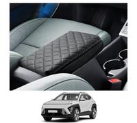 CDEFG Compatible with Hyundai Kona SX2 2024 2025 Hybird EV Electric Centre Armrest Armrest Lid Cover Scratch Protection Centre Console Faux Leather Armrest Box Cover Car Accessories (Black Thickening)
