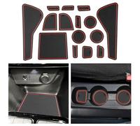CDEFG Compatible with Vauxhall Corsa F 2020-2025 Rubber Mats, Non-Slip Mats Centre Console Anti-Slip Cup Drink Holder Rubber Mat Armrest Storage Pads Door Slots Corsa F Manual brake Accessories (Red)
