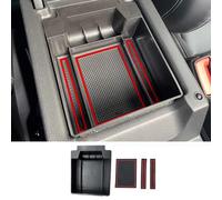 CDEFG Seat Ateca 2016 2017-2025 UK Car Centre Console Ateca Armrest Collection Tray Car Multifunctional Storage Box Organiser Interior Ateca 2025 Accessories (Red)