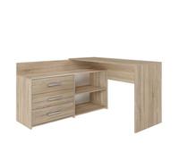 CDF MOLINE - Corner desk with storage - 3 drawers + 2 shelves - 120x50x76 cm - Computer desk