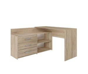 CDF MOLINE - Corner desk with storage - 3 drawers + 2 shelves - 120x50x76 cm - Computer desk