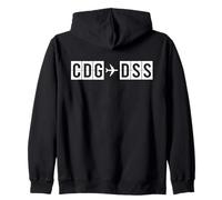 CDG DSS Flight Route Paris to Dakar Air Codes Zip Hoodie