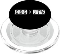 CDG JFK Flight Route Paris to New York Air Codes PopSockets PopGrip for MagSafe
