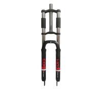 CDHPOWER 26" Bicycle Suspension Fork, Double Shoulder, Triple Tree, 1-1/8" Threadless, 28.6mm Straight Tube, Black, Disc Brake