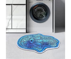 CDHZYQ Blue Evil Eye Rug Baththroom Rugs Funny Pattern Bath Mat Boho Washable Rugs Area Rug Runner Carpet for Entryway Hallway Laundry Living Room Home Decor Door Mat (16×24inch)