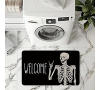 CDHZYQ Halloween Skeleton Bathroom Rugs Black Diatomaceous Earth Bath Mat Welcome Bath Mats for Bathroom Shower Rug Entrance Indoor Outdoor Rug (20×32inch, Skeleton B)