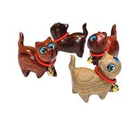 CDIYTOOL 4Pcs Wooden Cat Figurine, Wooden Hand Carved Cat Kitten Statue with Bell Collectible Cute Animal Sculpture Desktop Ornament Handmade Accessories Wedding Gift (Pattern 2)