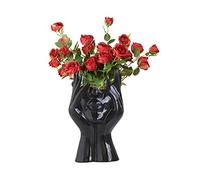 CDIYTOOL Ceramic Face Vase, Black Flower Vase for Decor, Female Form Head Half Body Bust Vases Minimalism Decorative Modern Nordic Style Flower Vase (A)