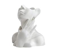 CDIYTOOL Ceramic Face Vase, White Flower Vase for Decor, Female Form Head Half Body Bust Vases Minimalism Decorative Modern Nordic Style Flower Vase (C)