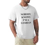 Cdj Fp Nobody Knows I'm A Lesbian As Worn by Axl Rose Graphic Tee Printed T-Shirt Fashion Shirt for Men White XXL