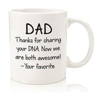 CDJ- Mugs Dad Thanks For Sharing Your DNA Funny Mug - Best For Dads, Men From Daughter or Son - Unique Birthday Gift Idea For Him - Cool Present For a Father - Fun Novelty Coffee Cup - 11 oz
