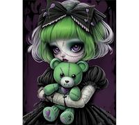 cdjlddww Gothic Diamond Painting Kits for Adults, 16x12 inch Bear Round Full Diamond Gemstone Art Rhinestone Painting for Wall Decor
