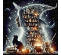 cdjlddww Retro Witch Diamond Painting Kits for Adults, Halloween Witch Diamond Art Kits for Adults, DIY Full Drill Diamond Dots Paintings Picture Arts Craft for Home Wall Art Decor 14X14Inch