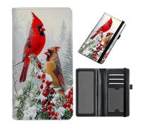 Cdkfxjy Checkbook Cover for Duplicate Checks - Credit Card Slot, Checkbook Holder with RFID Blocking for Men Women,for Personal & Business Checks, Red Cardinal Birds
