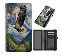 Cdkfxjy Checkbook Cover for Duplicate Checks - Credit Card Slot, Checkbook Holder with RFID Blocking for Men Women,for Personal & Business Checks, Bald Eagle Soaring above deer
