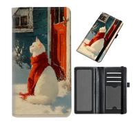 Cdkfxjy Checkbook Cover for Duplicate Checks - Credit Card Slot, Checkbook Holder with RFID Blocking for Men Women,for Personal & Business Checks, Cat on the Snow, Cat on the Snow