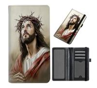 Cdkfxjy Checkbook Cover for Duplicate Checks - Credit Card Slot, Checkbook Holder with RFID Blocking for Men Women,for Personal & Business Checks, Jesus Crown of Thorns, Jesus Crown of Thorns