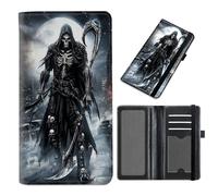 Cdkfxjy Checkbook Cover for Duplicate Checks - RFID Blocking, Slim PU Leather Checkbook Holder for Men Women,for Personal & Business Checks - Grim Reaper under Moon