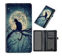 Cdkfxjy Checkbook Cover for Duplicate Checks - RFID Blocking, Slim PU Leather Checkbook Holder for Men Women,for Personal & Business Checks - Cat and The Moon