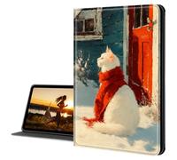 Cdkfxjy for All-New Kindle 10th Generation 2019 Release Slim PU Leather Multi-Angle Fold Stand Smart Cover with Auto Sleep Awake Cover,Cat on The Snow