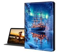 Cdkfxjy for All-New Kindle 10th Generation 2019 Release Slim PU Leather Multi-Angle Fold Stand Smart Cover with Auto Sleep Awake Cover,Sailing Ship in the Snow