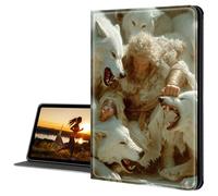 Cdkfxjy for All-New Kindle 10th Generation 2019 Release Slim PU Leather Multi-Angle Fold Stand Smart Cover with Auto Sleep Awake Cover,God with Wolves