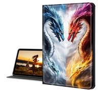 Cdkfxjy for Amazon Kindle Fire HD 10 Case 2019/2017 10.1 Inch Tablet Case Slim PU Leather Multi-Angle Fold Stand Smart Cover with Auto Sleep Awake Cover,Blue Red Dragon