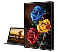 Cdkfxjy for Amazon Kindle Fire HD 10 Case 2019/2017 10.1 Inch Tablet Case Slim PU Leather Multi-Angle Fold Stand Smart Cover with Auto Sleep Awake Cover,Colorful Roses