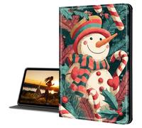 Cdkfxjy for Amazon Kindle Fire HD 10 Case 2019/2017 10.1 Inch Tablet Case Slim PU Leather Multi-Angle Fold Stand Smart Cover with Auto Sleep Awake Cover,Snowman Candycane