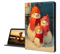 Cdkfxjy for Amazon Kindle Fire HD 10 Case 2019/2017 10.1 Inch Tablet Case Slim PU Leather Multi-Angle Fold Stand Smart Cover with Auto Sleep Awake Cover,Snowman Family