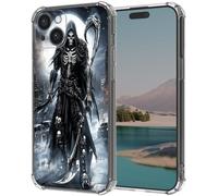 Cdkfxjy for iPhone 15 Plus Clear Case with Shockproof Protection,Slim Transparent Case for iPhone 15 Plus Soft Silicone TPU Bumper Anti-Yellowing Drop Protection,Grim Reaper Under Moon