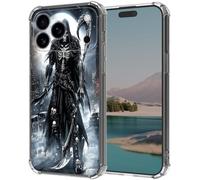 Cdkfxjy for iPhone 17 Pro Clear Case with Shockproof Protection,Slim Transparent Case for iPhone 17 Pro Soft Silicone TPU Bumper Anti-Yellowing Drop Protection,Grim Reaper Under Moon