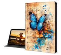 Cdkfxjy for Kindle Fire 7 Tablet 12th Generation 2022 Released Slim PU Leather Multi-Angle Fold Stand Smart Cover with Auto Sleep Awake Cover for Fire 7 2022 Tablet,Butterfly Musical Notes