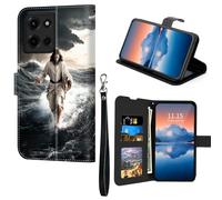 Cdkfxjy for Motorola Moto G 5G 2025 Wallet Case with RFID Blocking Card Holder Slot,for Moto G 5G 2025 Flip Folio Case PU Leather Magnetic Clasp Kickstand,Jesus Walking On Water