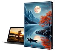Cdkfxjy for Samsung Galaxy Tab A8 Case 10.5 inch 2022 Slim PU Leather Multi-Angle Fold Stand Smart Cover with Auto Sleep Awake Cover,Moon Above Lake