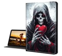 Cdkfxjy for Samsung Galaxy Tab A8 Case 10.5 inch 2022 Slim PU Leather Multi-Angle Fold Stand Smart Cover with Auto Sleep Awake Cover,Grim Reaper Holding Heart