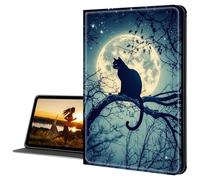 Cdkfxjy for Samsung Galaxy Tab A8 Case 10.5 inch 2022 Slim PU Leather Multi-Angle Fold Stand Smart Cover with Auto Sleep Awake Cover,Cat and The Moon