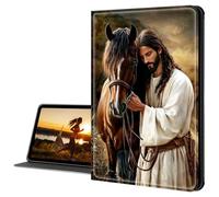 Cdkfxjy for Samsung Galaxy Tab A9 Plus 11" 2023 Slim PU Leather Multi-Angle Fold Stand Smart Cover with Auto Sleep Awake Cover,Jesus with Horse