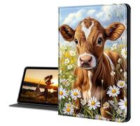 Cdkfxjy for Samsung Galaxy Tab A9 Plus 11" 2023 Slim PU Leather Multi-Angle Fold Stand Smart Cover with Auto Sleep Awake Cover,Baby Cow Daisies Flower