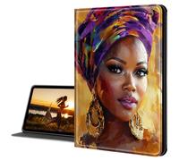 Cdkfxjy for Samsung Galaxy Tab S8 case 2022/Tab S7 11 inch 2020 Slim PU Leather Multi-Angle Fold Stand Smart Cover with Auto Sleep Awake Cover,Cute African Woman