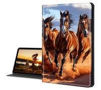 Cdkfxjy for Samsung Galaxy Tab S8 case 2022/Tab S7 11 inch 2020 Slim PU Leather Multi-Angle Fold Stand Smart Cover with Auto Sleep Awake Cover,Brown Running Horses