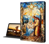 Cdkfxjy for Samsung Galaxy Tab S8 case 2022/Tab S7 11 inch 2020 Slim PU Leather Multi-Angle Fold Stand Smart Cover with Auto Sleep Awake Cover,Stained Glass Christian